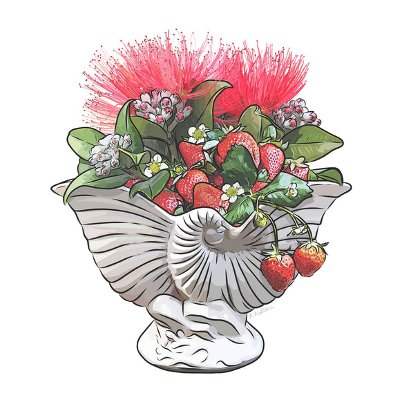 Strawberry Jam Crown Lynn Nautilus Vase tea towel - doodlewear