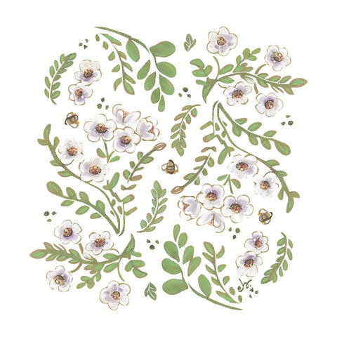 Manuka Honey White Flowers Cushion Cover