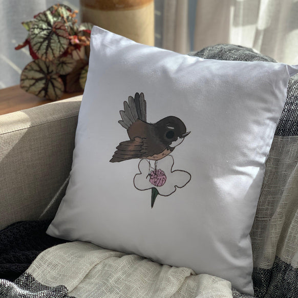 Fantail and Manuka: Nature's Duet Cushion Cover
