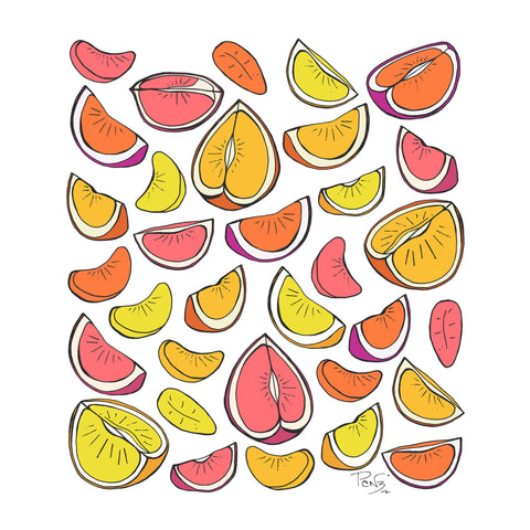 Pop Art Citrus tea towel - doodlewear