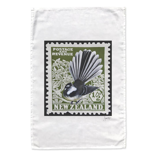 Fantail Stamp tea towel - doodlewear