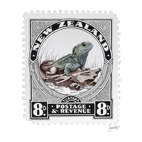 Tuatara Stamp artwork tote bag - doodlewear