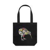 Colourful Kiwi Flora artwork tote bag - doodlewear
