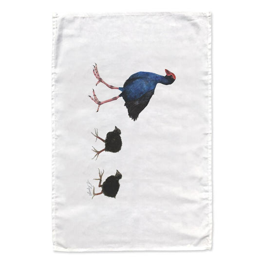 Pukeko & Chicks tea towel - doodlewear