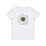 doodlewear daisy tee kids youth white by artist Penny Royal Design