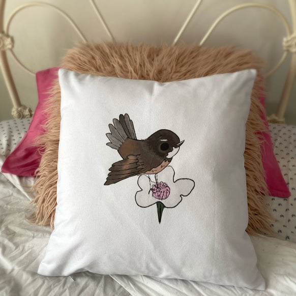 Fantail and Manuka: Nature's Duet Cushion Cover