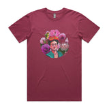 Frida Kahlo tshirts 'Flower Power Frida' Staple Mens Berry by artist Anna Mollekin and Adeliens Art