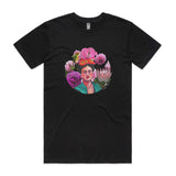 Frida Kahlo tshirts 'Flower Power Frida' Staple Mens Black by artist Anna Mollekin and Adeliens Art
