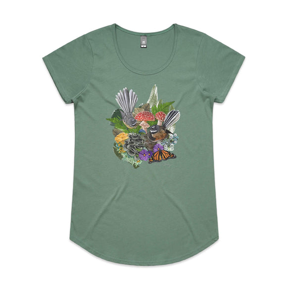 Nesting Fantails With Fungi tee - doodlewear