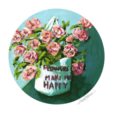 Flowers Make Me Happy artwork tote bag - doodlewear