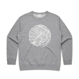 doodlewear Fantail Lace Premium Crew womens NZ bird sweater grey marle by artist Anna Mollekin