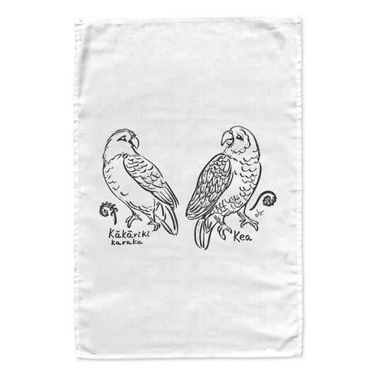 Forest Parrots: Kakariki and Kea Bird tea towel