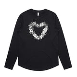 Monochromatic Heart of NZ LADIES CURVE long sleeve tee / L / Black | sale * only 1 available *