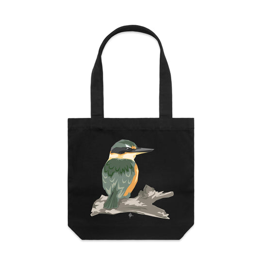 Contemporary Kingfisher artwork tote bag - doodlewear