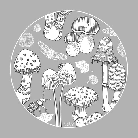 Black and White Fungi Forest artwork tote bag - doodlewear