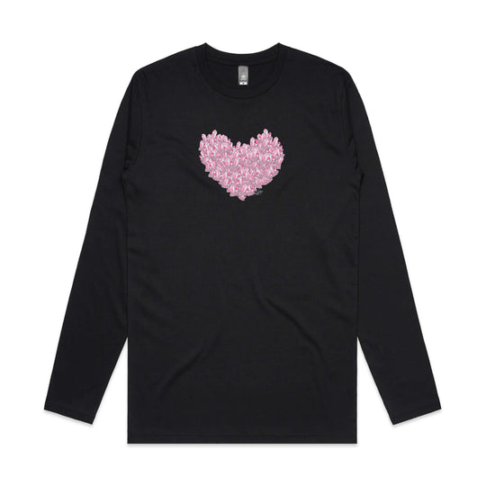 Pink Crystal Heart long sleeve t shirt - doodlewear
