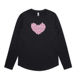 Pink Crystal Heart long sleeve t shirt - doodlewear