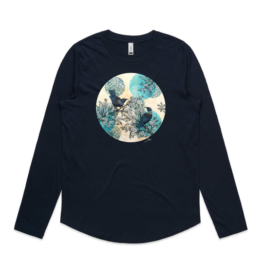 Tui Duo LADIES CURVE long sleeve tee / L / Navy | sale * only 1 available *