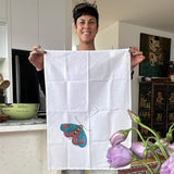 Folk Art Butterfly tea towel - doodlewear