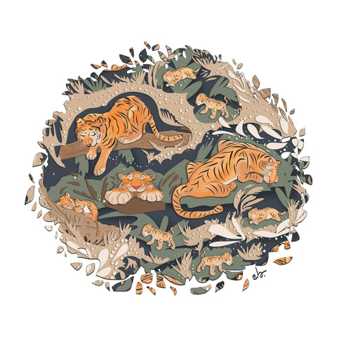 Tigers Paper Cut Style tee - doodlewear