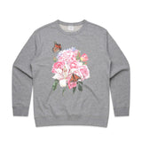 Monarch Butterflies and Pink Blooms crew - doodlewear