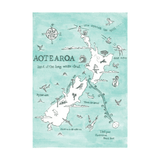 Aotearoa/New Zealand Illustrated Map tea towel