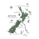 Aotearoa/New Zealand Illustrated Map artwork tote bag