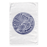 Quality 100% cotton large NZ bird tea towel  featuring open edition 'Fantail's Lace' artwork by Contemporary New Zealand artist Anna Mollekin. 