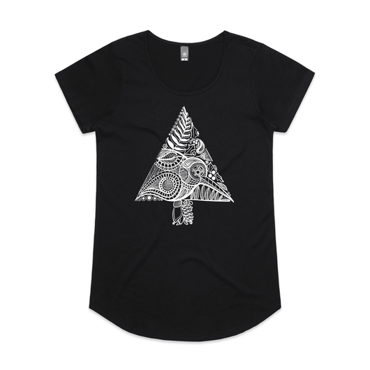 Oh Kiwi Tree kiwi Christmas t shirt Womens Mali Black by artist Anna Mollekin