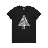 Oh Kiwi Tree kiwi Christmas t shirt Womens Maple Black by artist Anna Mollekin