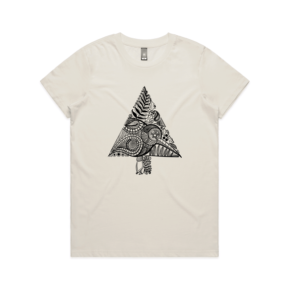 Oh Kiwi Tree kiwi Christmas t shirt Womens Maple Natural by artist Anna Mollekin