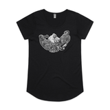 NZ doodlewear artist Dickie Artist 'Pull Me Under' black ink drawing of an octopus on AS Colour mali black womens t shirt