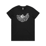 NZ doodlewear artist Dickie Artist 'Pull Me Under' black ink drawing of an octopus on AS Colour maple black womens t shirt