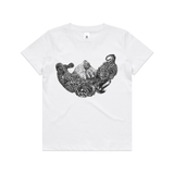 NZ doodlewear artist Dickie Artist 'Pull Me Under' black ink drawing of an octopus on AS Colour white kids / youth t shirt