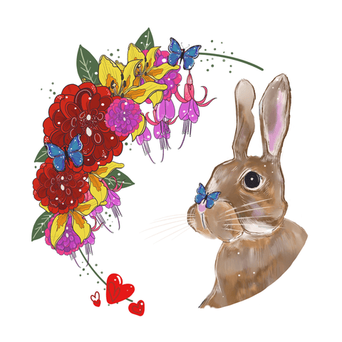 Floral Bunny and Butterfly crew - doodlewear
