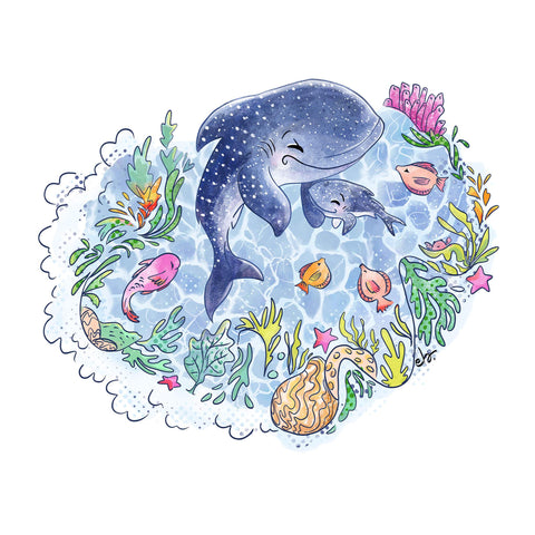 Whale Shark & Coral Reef tee - doodlewear