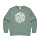 doodlewear Botanical Lace Womens Sage botanical sweatshirt by artist Anna Mollekin