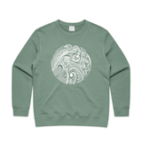 doodlewear "Kiwi's Lace" Kiwi sweatshirt AS Colour Womens Sage by artist Anna Mollekin