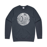 doodlewear Botanical Lace Mens Petrol Blue botanical sweatshirt by artist Anna Mollekin