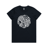 doodlewear Tuis Lace womens navy Maple Tui Tshirt by artist Anna Mollekin