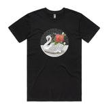 doodlewear Crowned Christmas t shirt mens staple black with Crown Lynn Swan artwork by Anna Mollekin