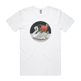 doodlewear Crowned Christmas t shirt mens staple white with Crown Lynn Swan artwork by Anna Mollekin