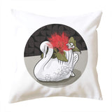 doodlewear Crowned Pohutukawa Crown Lynn Vase art print Crown Lynn white swan 100% cotton cushion covers by Contemporary New Zealand artist Anna Mollekin