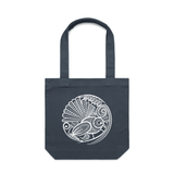 doodlewear Fantail's Lace 100% cotton canvas bird tote bag petrol blue by Contemporary New Zealand artist Anna Mollekin