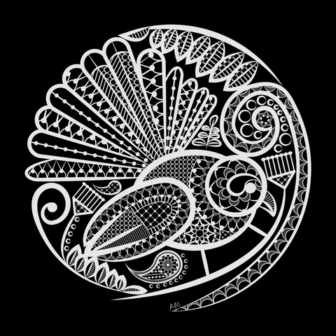 doodlewear Fantail's Lace 100% cotton canvas bird tote bag artwork by Contemporary New Zealand artist Anna Mollekin
