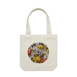 doodlewear My Sunshine 100% cotton canvas NZ floral tote bags cream by Contemporary New Zealand artist Anna Mollekin.
