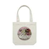 doodlewear Crowned Dahlia art print premium Crown Lynn swan 100% cotton canvas tote bags cream by Contemporary New Zealand artist Anna Mollekin