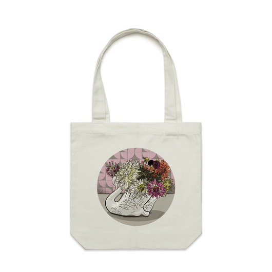 Tote bag NZ Crown Lynn White Swan Art Print doodlewear