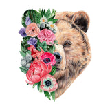 Floral Wild Bear tea towel