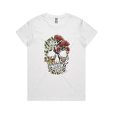 New Zealand Flora Skull tee - Christmas t shirts collection - doodlewear
